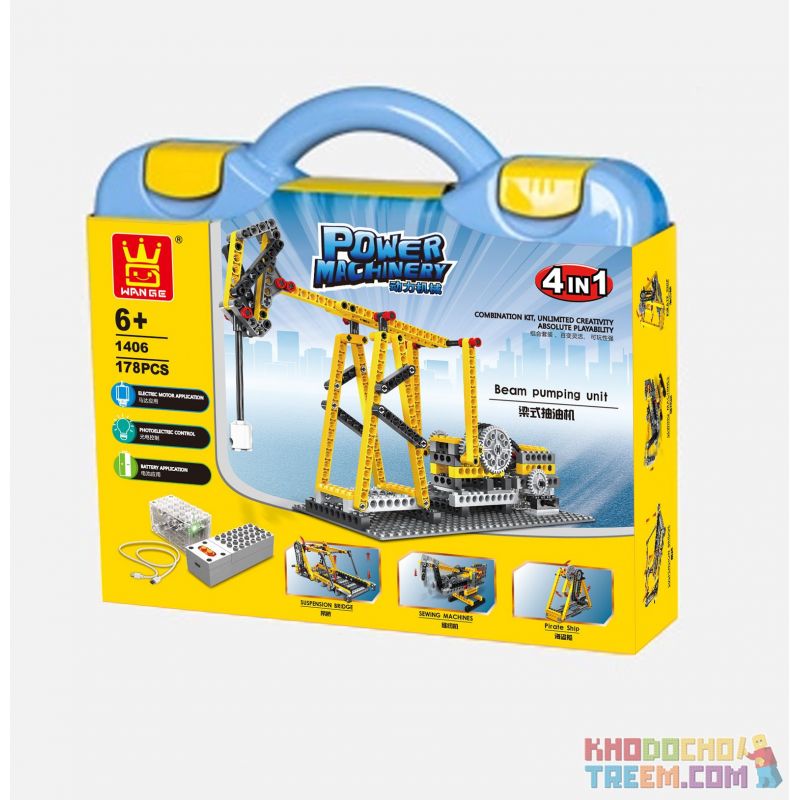 WANGE DR.LUCK 1406 non  BỘ PHẬN BƠM TIA CẦU TREO TÀU CƯỚP BIỂN MÁY KHÂU bộ đồ chơi xếp lắp ráp ghép mô hình Mindstorms POWER MACHINSRY BEAM PUMPING UNIT、SUSPENSION BRIDGE、PIRATE SHIP、SEWING MACHINE Lập Trình Khoa Học 178 khối