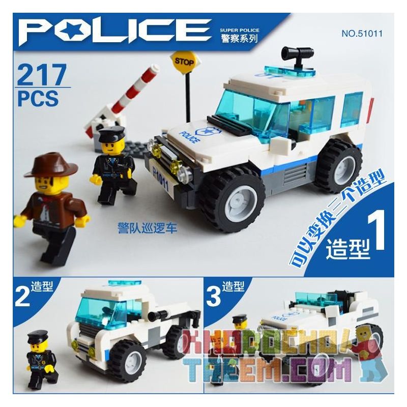 WANGE DR.LUCK 51011 non  XE TUẦN TRA CẢNH SÁT bộ đồ chơi xếp lắp ráp ghép mô hình City POLICE Thành Phố 217 khối