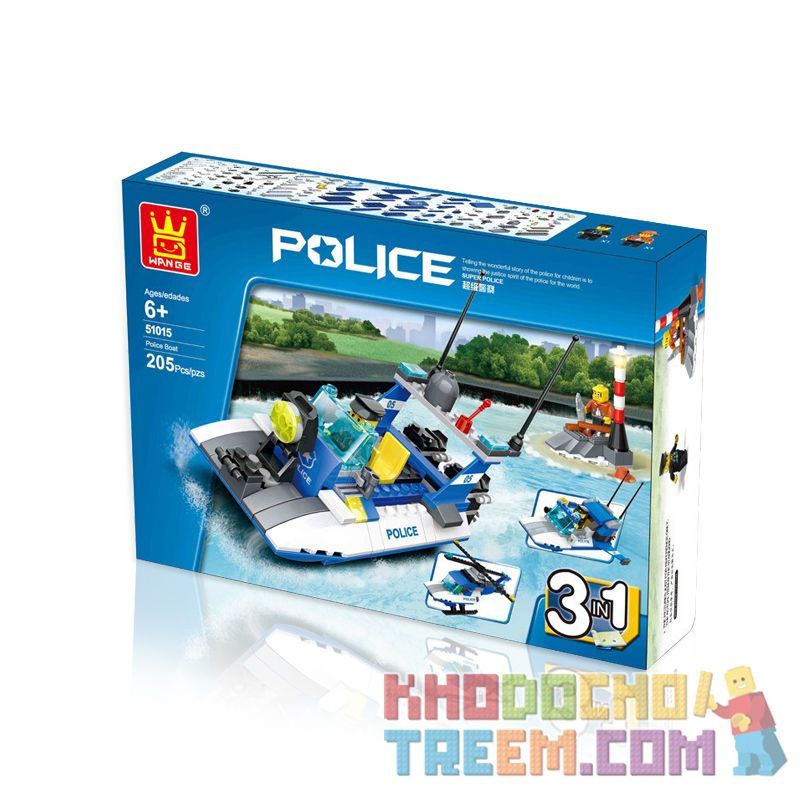 WANGE DR.LUCK 51015 non Lego TÀU CAO TỐC CẢNH SÁT bộ đồ chơi xếp lắp ráp ghép mô hình City POLICE Thành Phố 205 khối