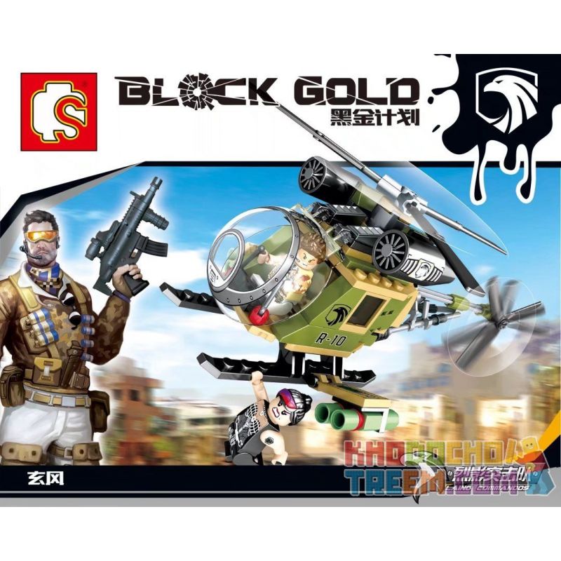 SEMBO 11629 non  TRỰC THĂNG SĂN bộ đồ chơi xếp lắp ráp ghép mô hình Black Gold Cuộc Chiến Vàng Đen 134 khối
