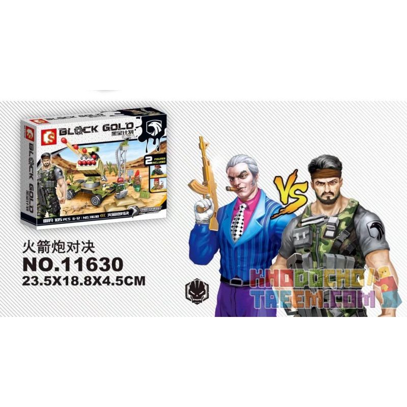 SEMBO 11630 non  TRẬN ĐẤU TÊN LỬA bộ đồ chơi xếp lắp ráp ghép mô hình Black Gold Cuộc Chiến Vàng Đen 105 khối