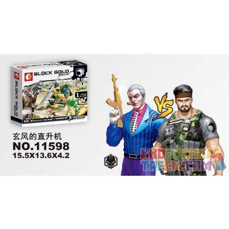 SEMBO 11598 non  TRỰC THĂNG CỦA XUANFENG bộ đồ chơi xếp lắp ráp ghép mô hình Black Gold Cuộc Chiến Vàng Đen 81 khối