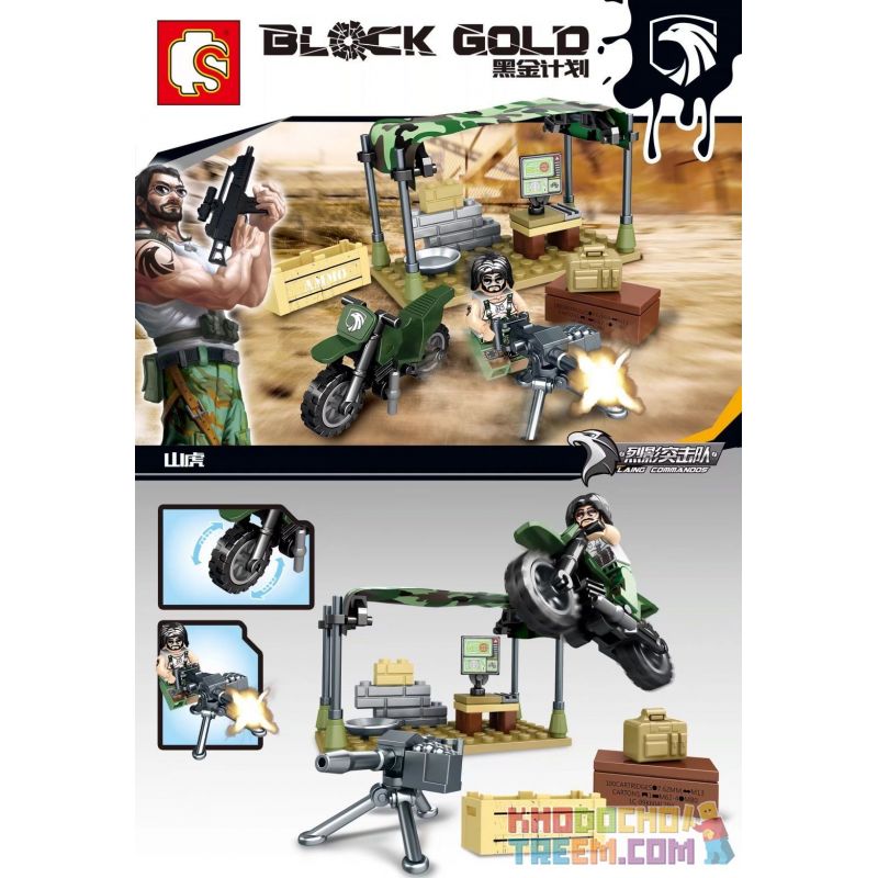 SEMBO 11599 non Lego CĂN CỨ CỦA TIGER MOUNTAIN bộ đồ chơi xếp lắp ráp ghép mô hình Black Gold Cuộc Chiến Vàng Đen 54 khối