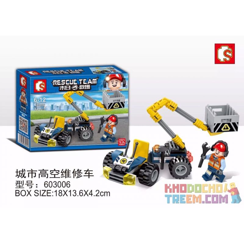 SEMBO 603006 non Lego XE BẢO DƯỠNG ĐỘ CAO ĐÔ THỊ bộ đồ chơi xếp lắp ráp ghép mô hình Rescue Team Đội Cứu Hộ 64 khối