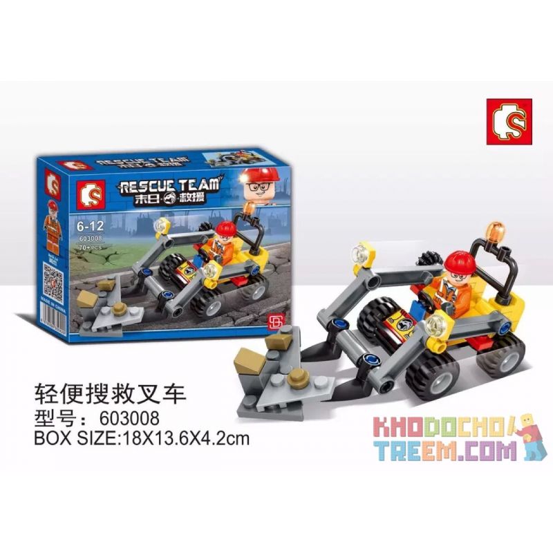 SEMBO 603008 non Lego XE NÂNG TÌM KIẾM VÀ CỨU HỘ HẠNG NHẸ bộ đồ chơi xếp lắp ráp ghép mô hình Rescue Team Đội Cứu Hộ 70 khối