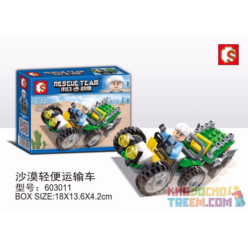SEMBO 603011 non Lego XE VẬN CHUYỂN HẠNG NHẸ SA MẠC bộ đồ chơi xếp lắp ráp ghép mô hình Rescue Team Đội Cứu Hộ 75 khối