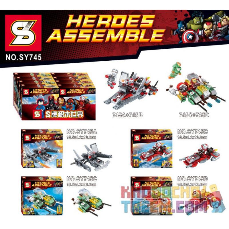 SHENG YUAN SY SY745A 745A SY745B 745B SY745C 745C SY745D 745D non Lego XE NGƯỜI SẮT 4 bộ đồ chơi xếp lắp ráp ghép mô hình Super Heroes HEROES ASSEMBLE Siêu Nhân Anh Hùng