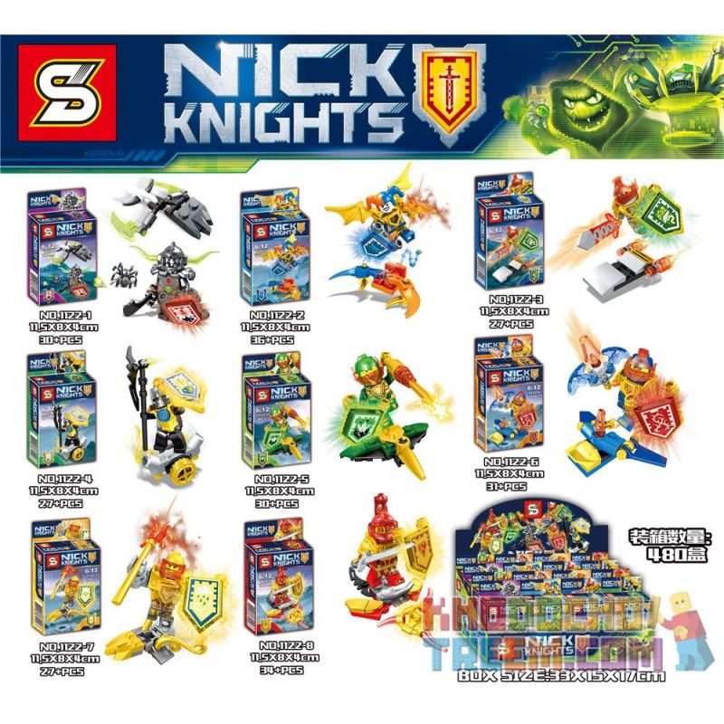 SHENG YUAN SY 1122 non Lego ELEMENTAL KNIGHT SERIES MINIFIGURES 8 LOẠI bộ đồ chơi xếp lắp ráp ghép mô hình Nexo Knights NICK KNIGHTS Hiệp Sỹ Nexo 242 khối