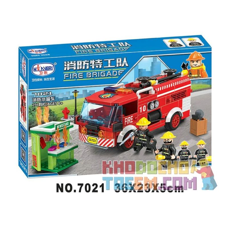 IBLOCK PL-920-126 920-126 PL920-126 Winner 7021 non Lego TÀU CHỞ NƯỚC CỨU HỎA bộ đồ chơi xếp lắp ráp ghép mô hình Fire Rescure FIRE BRIGADE 256 khối