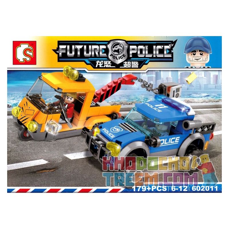 SHENG YUAN SY 602011 non Lego CHẶN ĐUỔI BỌN CƯỚP bộ đồ chơi xếp lắp ráp ghép mô hình Future Police Cảnh Sát Tương Lai 179 khối