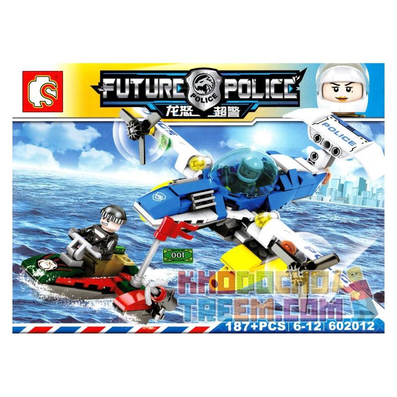SHENG YUAN SY 602012 non Lego RƯỢT ĐUỔI TRÊN BIỂN bộ đồ chơi xếp lắp ráp ghép mô hình Future Police Cảnh Sát Tương Lai 187 khối