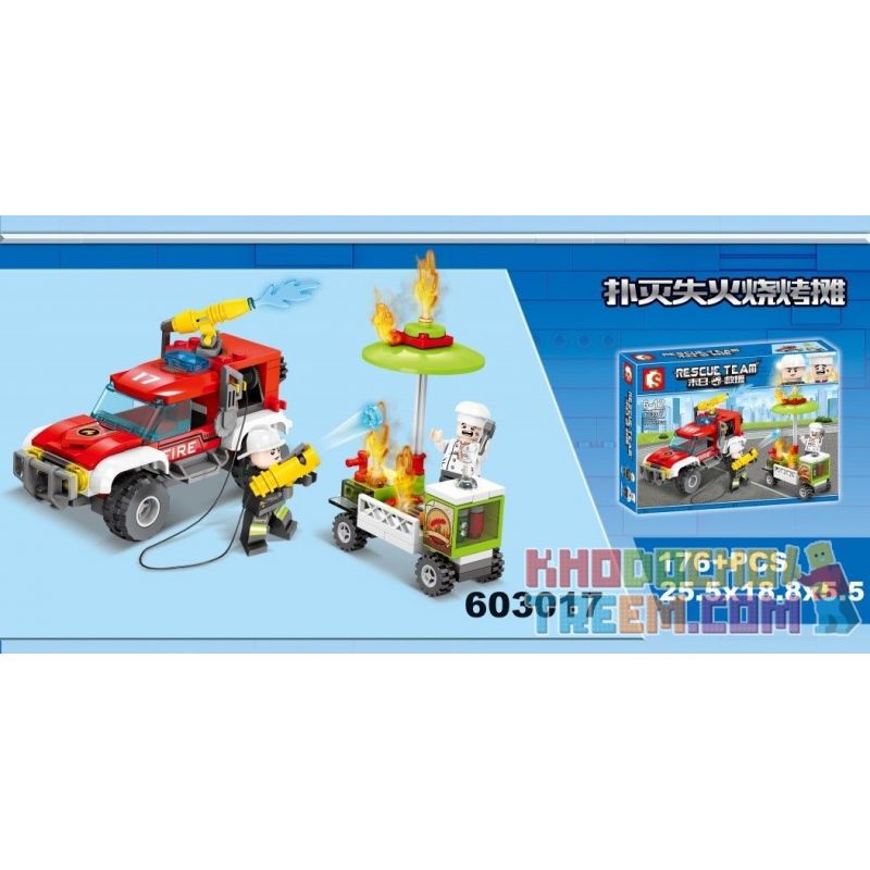 SEMBO 603017 non Lego CHỐNG CHÁY QUẦY THỊT NƯỚNG bộ đồ chơi xếp lắp ráp ghép mô hình Rescue Team Đội Cứu Hộ 176 khối