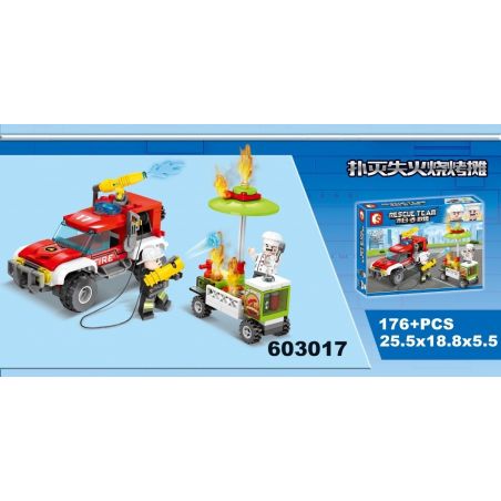 SEMBO 603017 non  CHỐNG CHÁY QUẦY THỊT NƯỚNG bộ đồ chơi xếp lắp ráp ghép mô hình Rescue Team Đội Cứu Hộ 176 khối