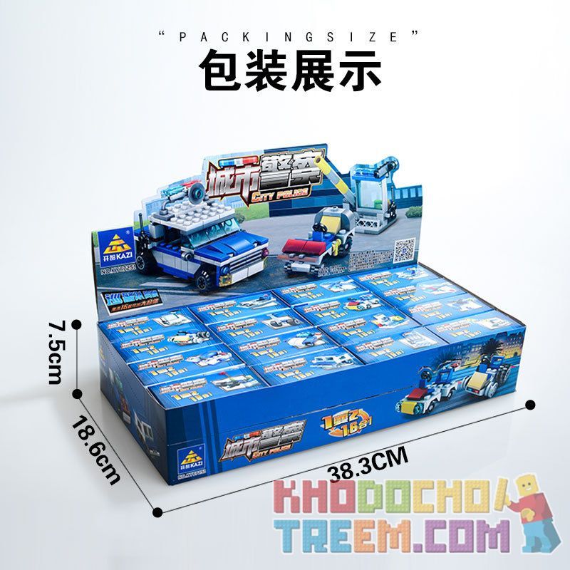 Kazi KY67251 67251 non  CẢNH SÁT TUẦN TRA LÍNH GÁC 16 TỔ HỢP bộ đồ chơi xếp lắp ráp ghép mô hình Police CITY POLICE