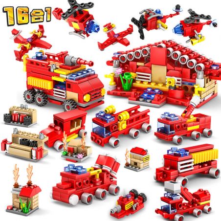 Kazi KY80511 80511 non  LỆNH CHỮA CHÁY 16 KẾT HỢP bộ đồ chơi xếp lắp ráp ghép mô hình Fire Rescure CITY FIRE SERIES Cứu Hỏa