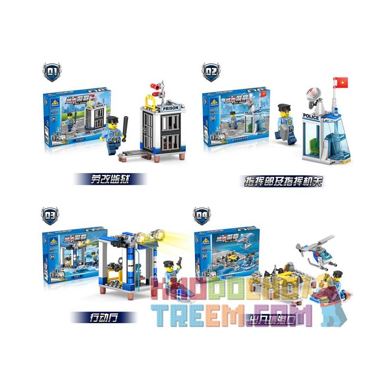 Kazi KY67255 67255 non  WATER FRONTIER POLICE STATION 4IN1 BIẾN THỂ THẲNG bộ đồ chơi xếp lắp ráp ghép mô hình CITY POLICE Cảnh Sát