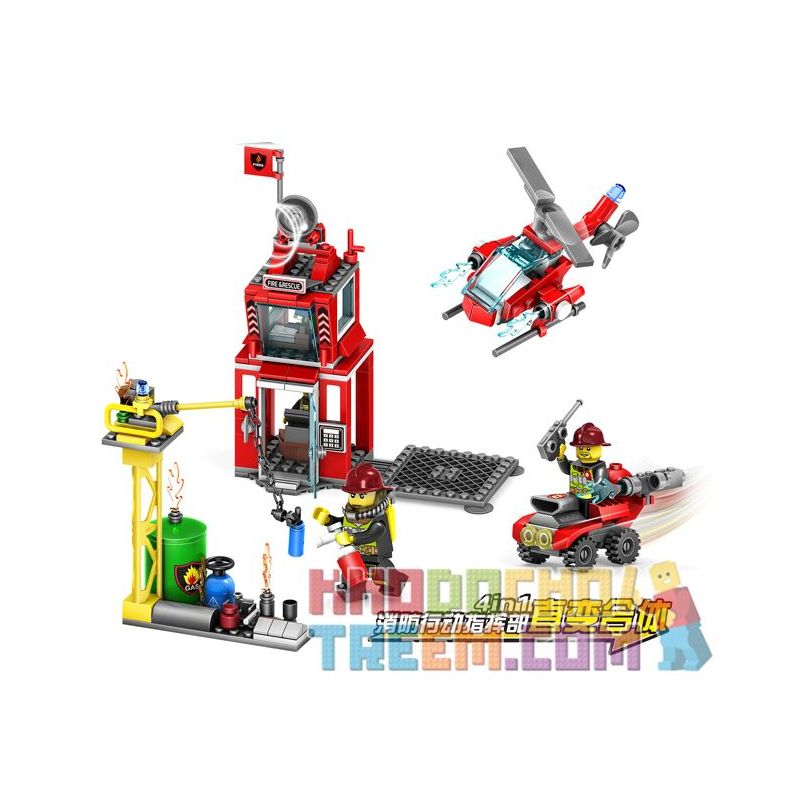 Kazi KY80515 80515 non Lego FIRE OPERATIONS COMMAND 4IN1 BIẾN THỂ THẲNG bộ đồ chơi xếp lắp ráp ghép mô hình Fire Rescure FIRE FIGHT Cứu Hỏa 299 khối