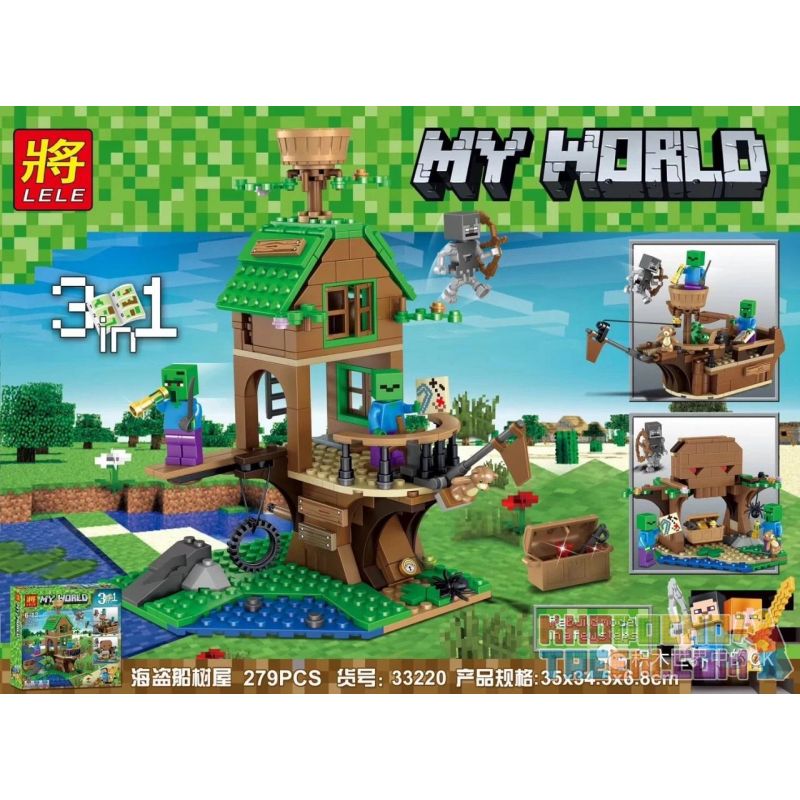 LELE 33220 non Lego PIRATE SHIP HOUSE bộ đồ chơi xếp lắp ráp ghép mô hình Minecraft MY WORLD Game Xây Dựng 279 khối