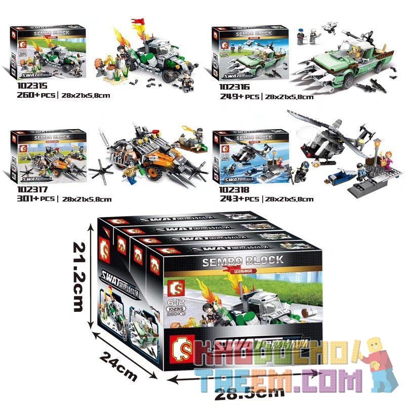 SEMBO 102315 non Lego XUNG ĐỘT BIÊN GIỚI bộ đồ chơi xếp lắp ráp ghép mô hình Swat Special Force Đặc Nhiệm 260 khối