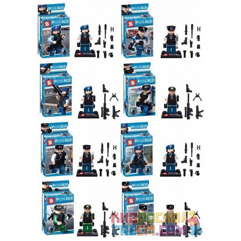 SHENG YUAN SY SY278 non Lego 8 NHÂN VẬT CẢNH SÁT bộ đồ chơi xếp lắp ráp ghép mô hình Police