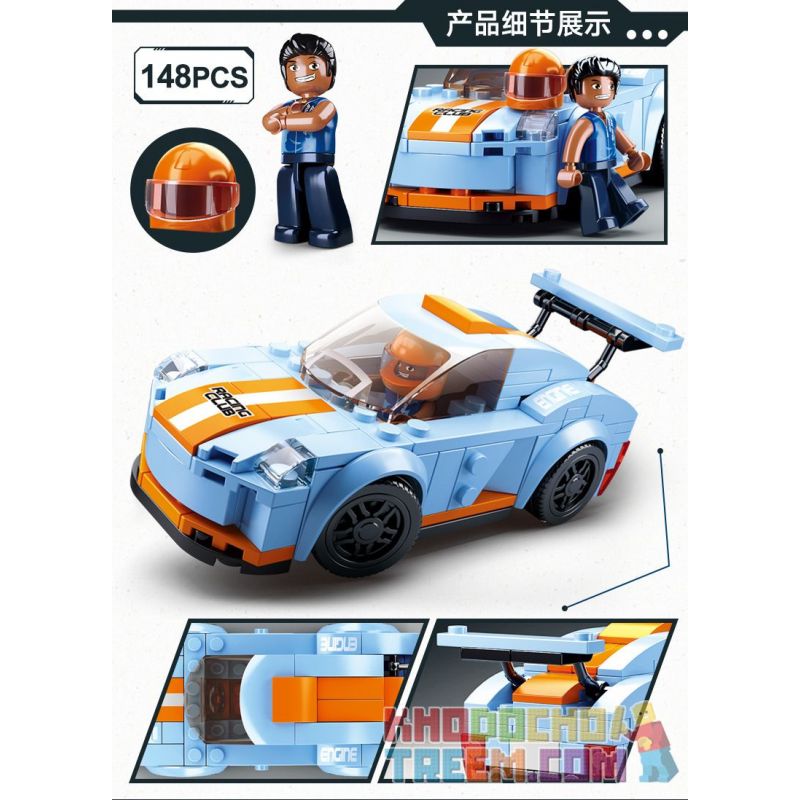 SLUBAN M38-B0633A B0633A 0633A M38B0633A 38-B0633A non  BÁO ĐỐM XANH bộ đồ chơi xếp lắp ráp ghép mô hình Speed Champions Racing Cars RACING CLUB Đua Xe Công Thức 148 khối