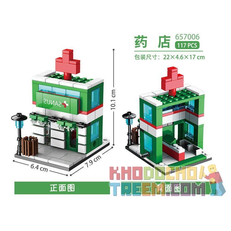 PanlosBrick 657006 Panlos Brick 657006 non Lego TIỆM THUỐC bộ đồ chơi xếp lắp ráp ghép mô hình Mini Modular STREETSCAPE Đường Phố Thu Nhỏ 117 khối