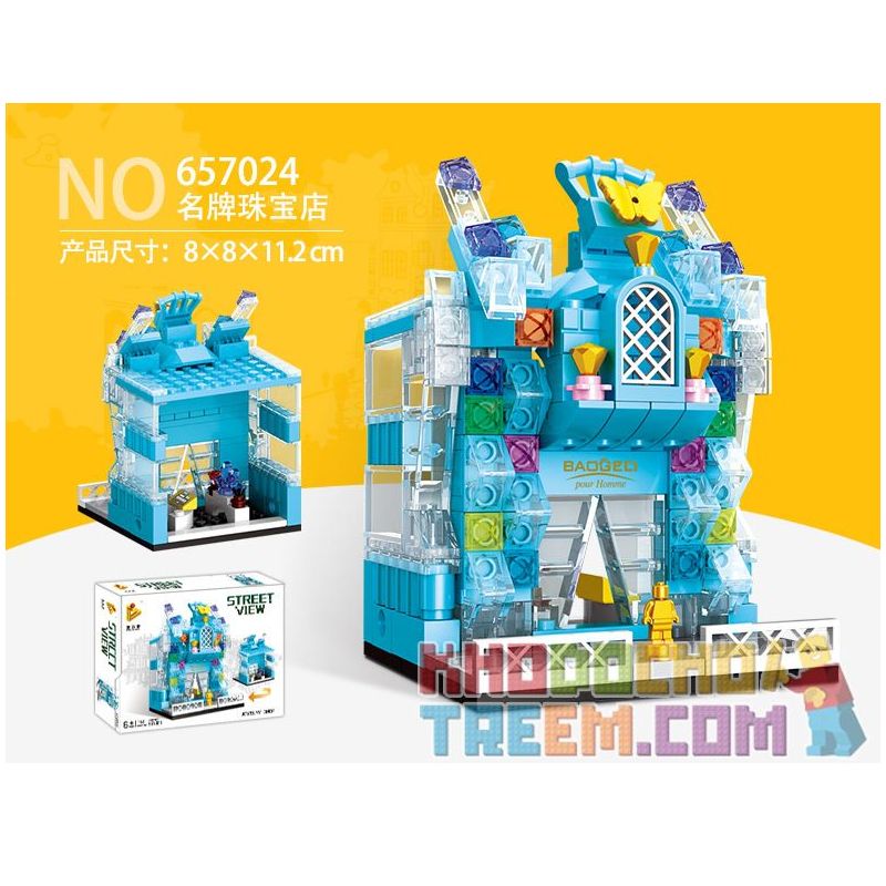 PanlosBrick 657024 Panlos Brick 657024 non Lego CỬA HÀNG TRANG SỨC THIẾT KẾ bộ đồ chơi xếp lắp ráp ghép mô hình Mini Modular STREETSCAPE JEWELRY SHOP Đường Phố Thu Nhỏ 161 khối