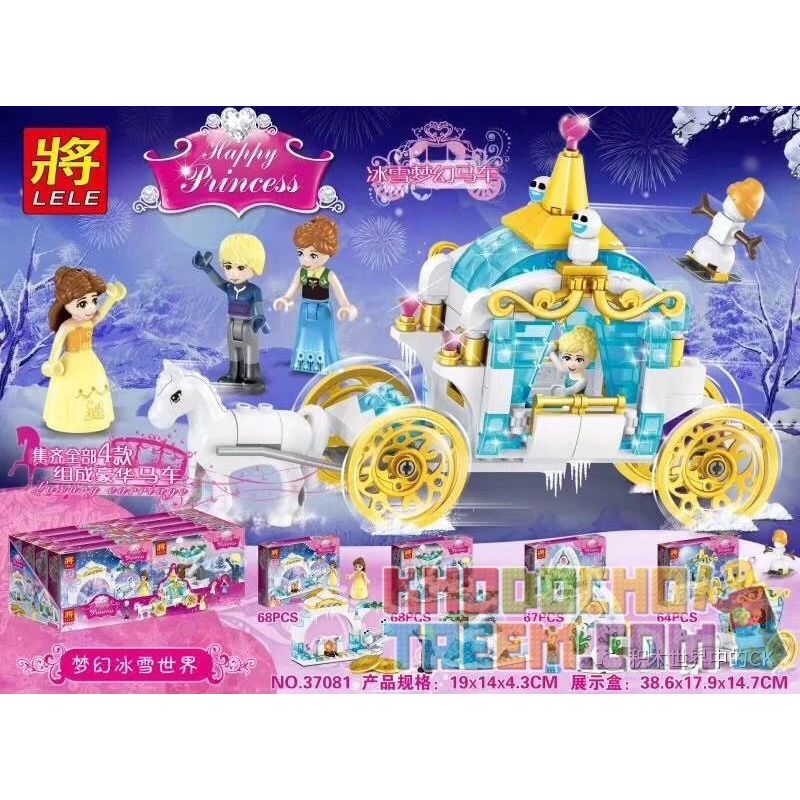 LELE 37081 non Lego VẬN CHUYỂN GIẤC MƠ BĂNG VÀ TUYẾT 4 SỰ KẾT HỢP bộ đồ chơi xếp lắp ráp ghép mô hình Disney Princess HAPPY PRINCESS Công Chúa 267 khối