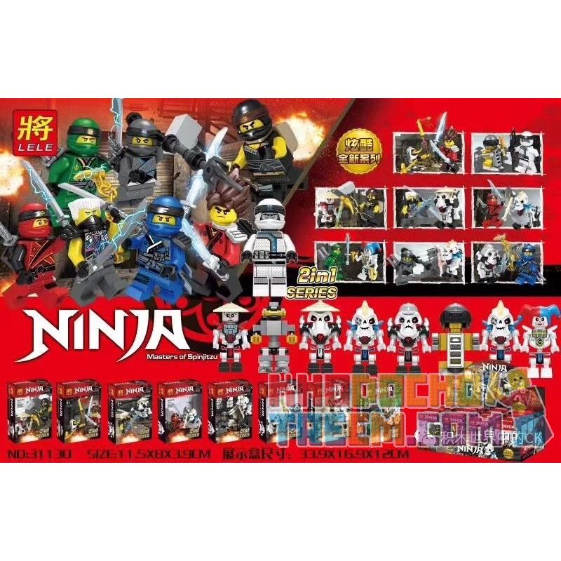 LELE 31130 non Lego 8 LOẠI NINJA BONE FIGHT MINIFIGURES bộ đồ chơi xếp lắp ráp ghép mô hình The Lego Ninjago Movie NINJA MASTERS OF SPINJITZU Ninja Lốc Xoáy