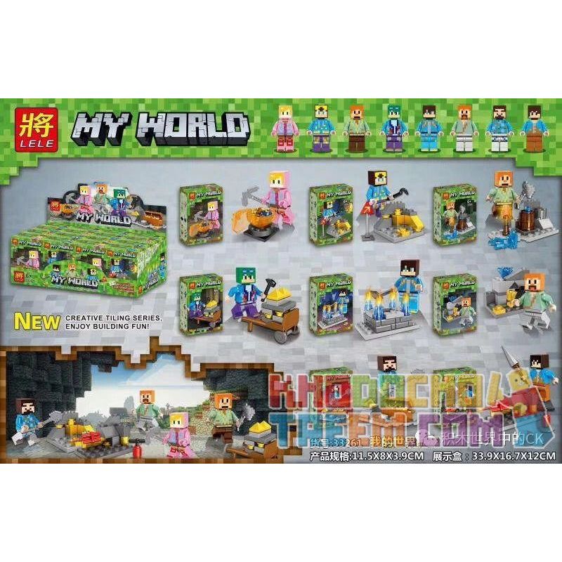 LELE 33261 non Lego 8 CẢNH NHỎ NHỎ bộ đồ chơi xếp lắp ráp ghép mô hình Minecraft MY WORLD Game Xây Dựng