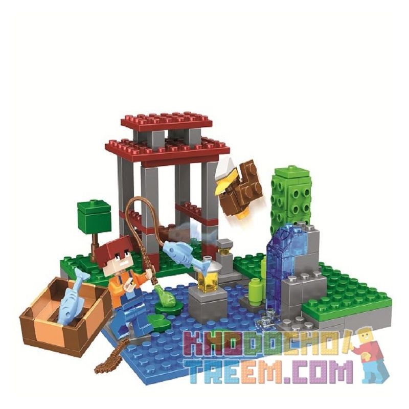 Bela 10950 Lari 10950 non Lego CÂU CÁ CẢNH NHỎ bộ đồ chơi xếp lắp ráp ghép mô hình Minecraft MY WORLD Game Xây Dựng 123 khối