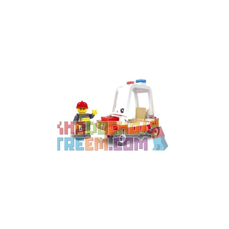 Kazi KY98202 98202 Xếp hình kiểu Lego Fire Rescure Fire Engine Fire Police Car Xe Cảnh Sát Phòng Cháy Chữa Cháy 62 khối