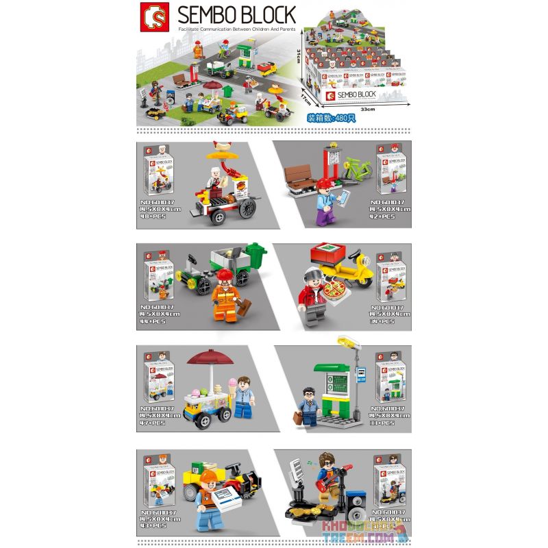 SHENG YUAN SY 601037 non Lego 8 CẢNH NHỎ CỦA NHÂN VẬT ĐƯỜNG PHỐ bộ đồ chơi xếp lắp ráp ghép mô hình City Thành Phố 322 khối