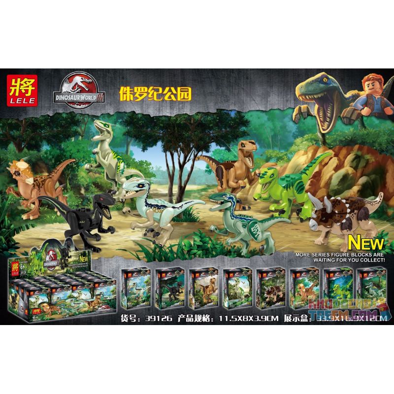 LELE 39126 Xếp hình kiểu Lego JURASSIC WORLD Dinosaur World Jurassic Park 8 Small Dinosaurs 8 Con Khủng Long Nhỏ 