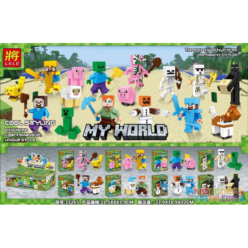 LELE 33265 Xếp hình kiểu Lego MINECRAFT MY WORLD House, Animal 8 8 Loại Nhân Vật Nhỏ Và động Vật 