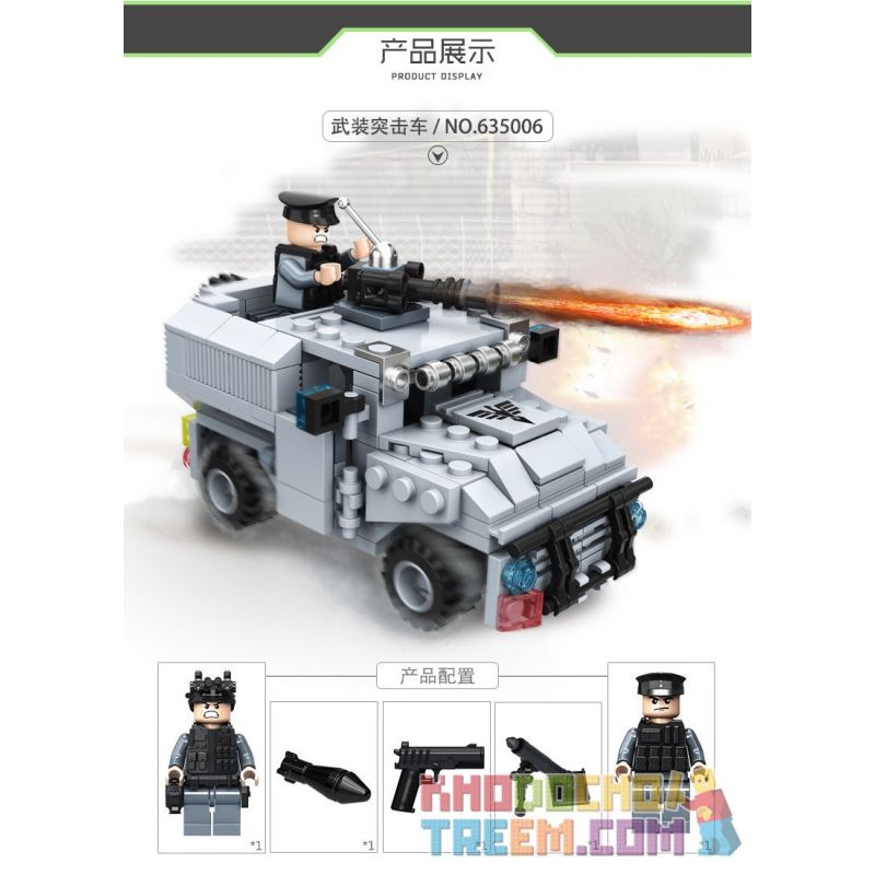PanlosBrick 635006 Panlos Brick 635006 non  XE TẤN CÔNG CÓ VŨ TRANG bộ đồ chơi xếp lắp ráp ghép mô hình Gun Strike GUNSTRIKE Đấu Súng 225 khối
