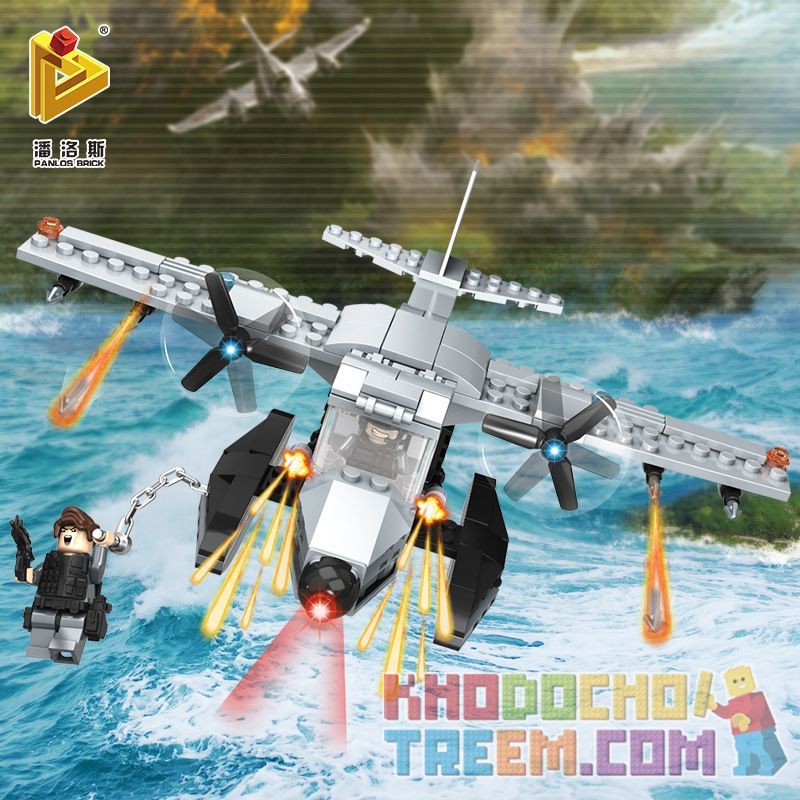 PanlosBrick 635007 Panlos Brick 635007 non  MÁY BAY CHIẾN ĐẤU TRÊN BIỂN bộ đồ chơi xếp lắp ráp ghép mô hình Gun Strike GUNSTRIKE Đấu Súng 235 khối