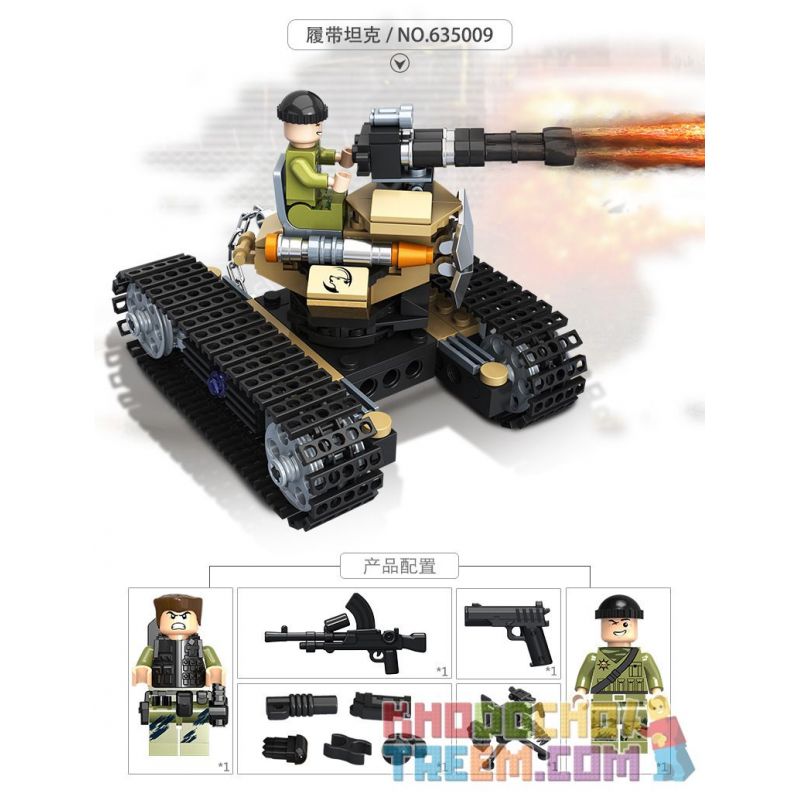 PanlosBrick 635009 Panlos Brick 635009 non  PHÁO TỰ HÀNH THEO DÕI bộ đồ chơi xếp lắp ráp ghép mô hình Gun Strike GUNSTRIKE Đấu Súng 263 khối