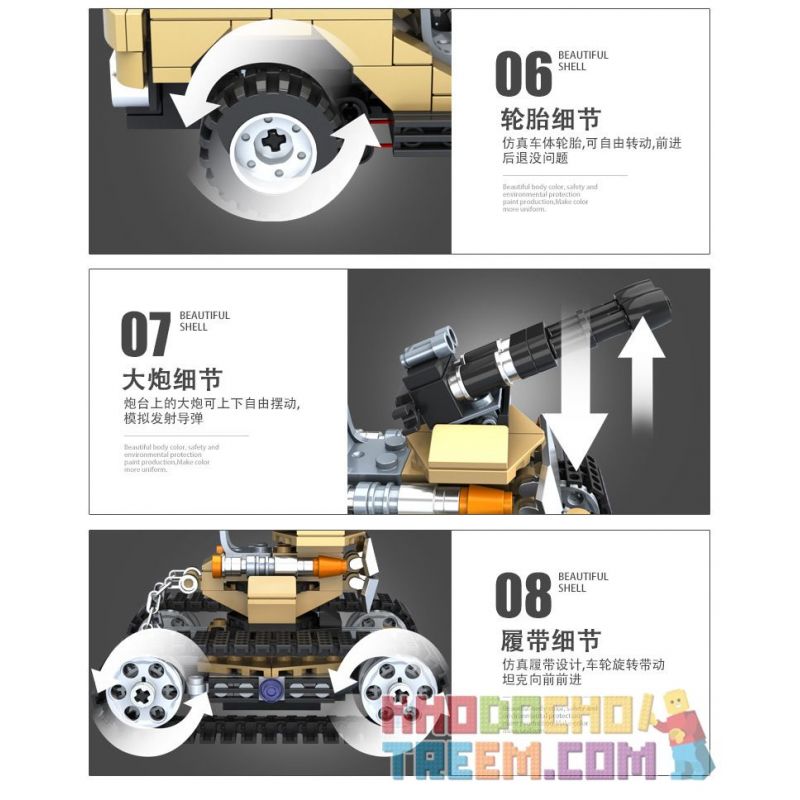 PanlosBrick 635009 Panlos Brick 635009 non  PHÁO TỰ HÀNH THEO DÕI bộ đồ chơi xếp lắp ráp ghép mô hình Gun Strike GUNSTRIKE Đấu Súng 263 khối