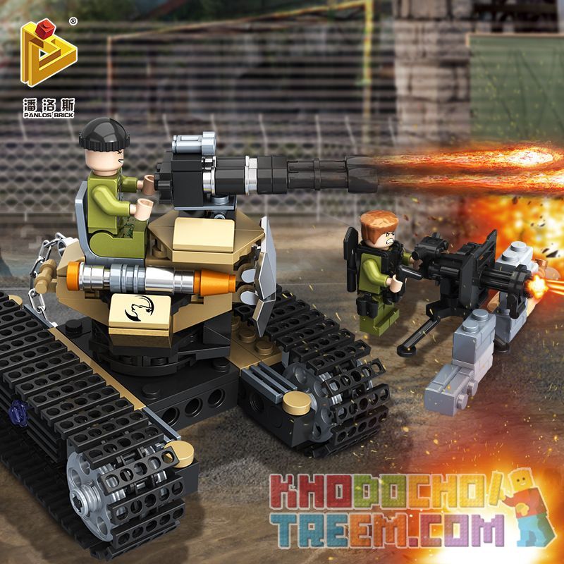 PanlosBrick 635009 Panlos Brick 635009 non  PHÁO TỰ HÀNH THEO DÕI bộ đồ chơi xếp lắp ráp ghép mô hình Gun Strike GUNSTRIKE Đấu Súng 263 khối