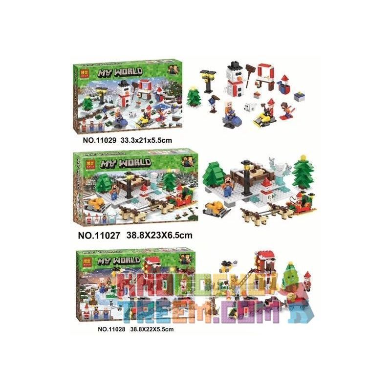 Bela 11027 11028 11029 Lari 11027 11028 11029 Xếp hình kiểu Lego MINECRAFT My World Winter Christmas Scene 3 3 Cảnh Giáng Sinh M