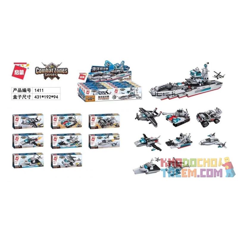 Enlighten 1411 Qman 1411 non  OCEAN CRUISER 8 BIẾN THỂ TÁM PHÙ HỢP bộ đồ chơi xếp lắp ráp ghép mô hình Military Army COMBAT ZONES SERIES MARINE CRUISER Quân Sự Bộ Đội