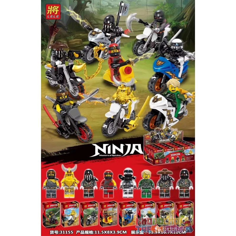 LELE 31155 non Lego PHANTOM NINJA CƯỠI XE MÁY 8 bộ đồ chơi xếp lắp ráp ghép mô hình The Lego Ninjago Movie NINJA MASTERS OF SPINJITZU Ninja Lốc Xoáy
