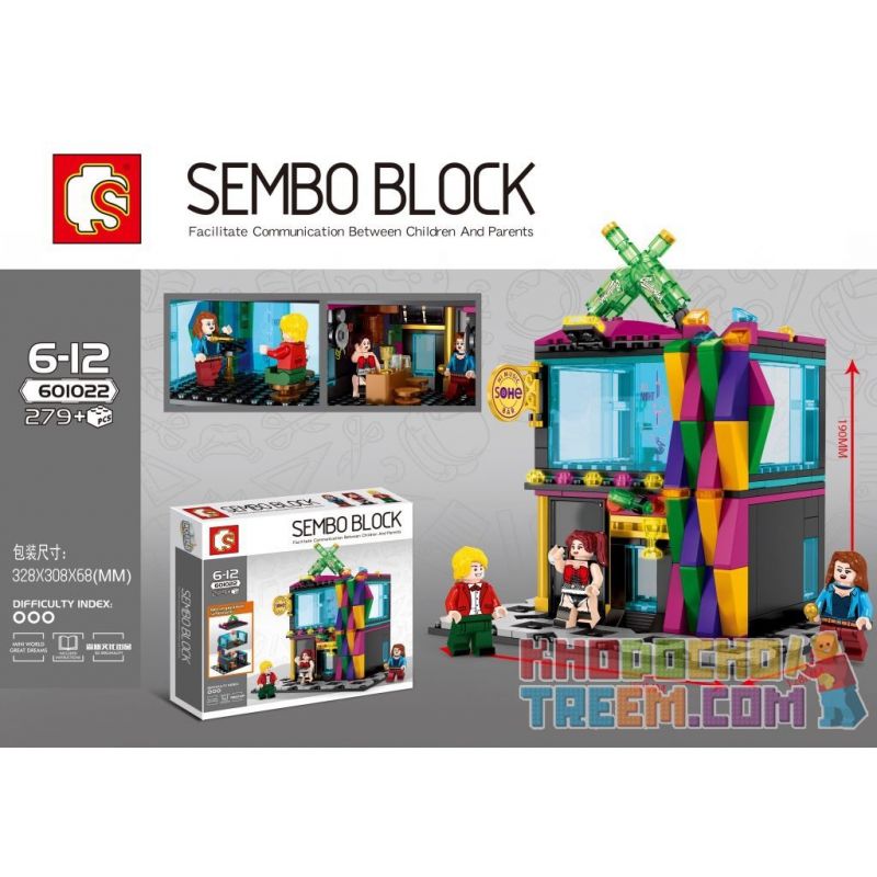 SHENG YUAN SY 601022 non Lego CÂU LẠC BỘ ĐÊM bộ đồ chơi xếp lắp ráp ghép mô hình Mini Modular SEMBO BLOCK Đường Phố Thu Nhỏ 279 khối