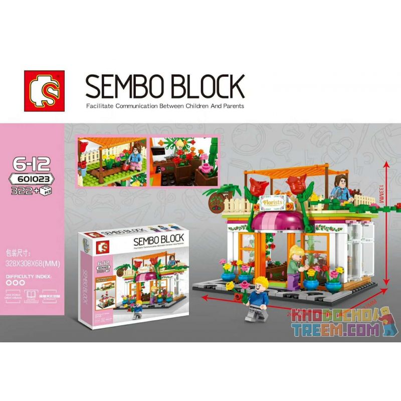 SHENG YUAN SY 601023 non Lego CỬA HÀNG HOA bộ đồ chơi xếp lắp ráp ghép mô hình Mini Modular SEMBO BLOCK FLORIST Đường Phố Thu Nhỏ 322 khối