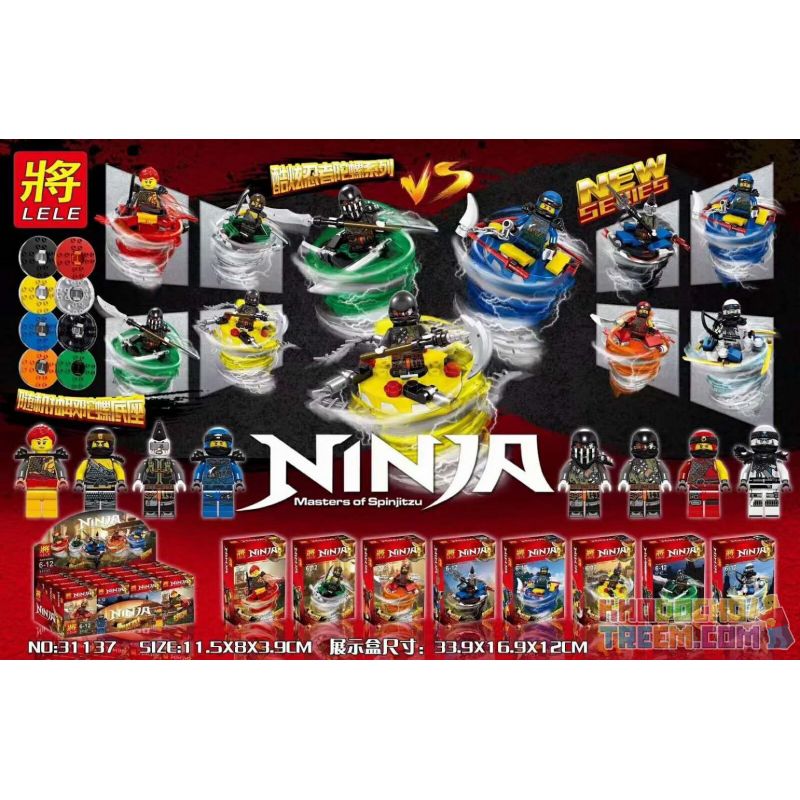 LELE 31137 non Lego 8 CON QUAY NINJA THÚ VỊ bộ đồ chơi xếp lắp ráp ghép mô hình The Lego Ninjago Movie NINJA MASTERS OF SPINJITZU Ninja Lốc Xoáy