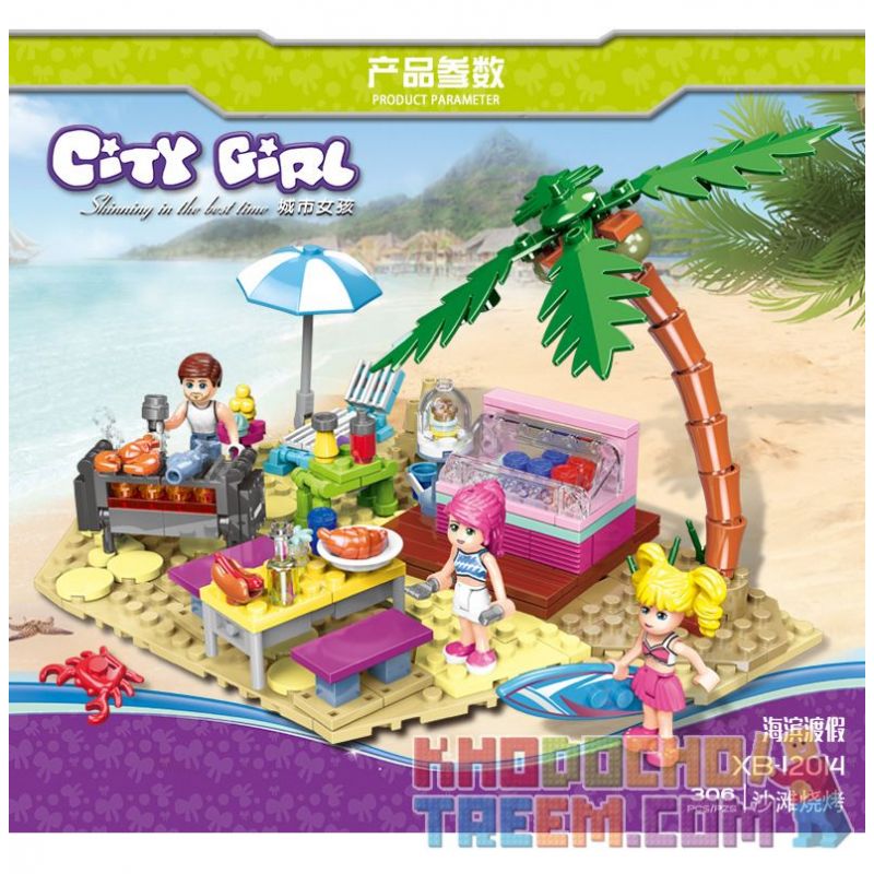 XINGBAO XB-12014 12014 XB12014 Xếp hình kiểu Lego CityGirl Beach Barbecue City Girl BBQ Bãi Biển 194 khối XINGBAO XB-12014 12014 XB12014 Xếp hình kiểu Lego CityGirl Beach Barbecue City Girl BBQ Bãi Biển 194 khối