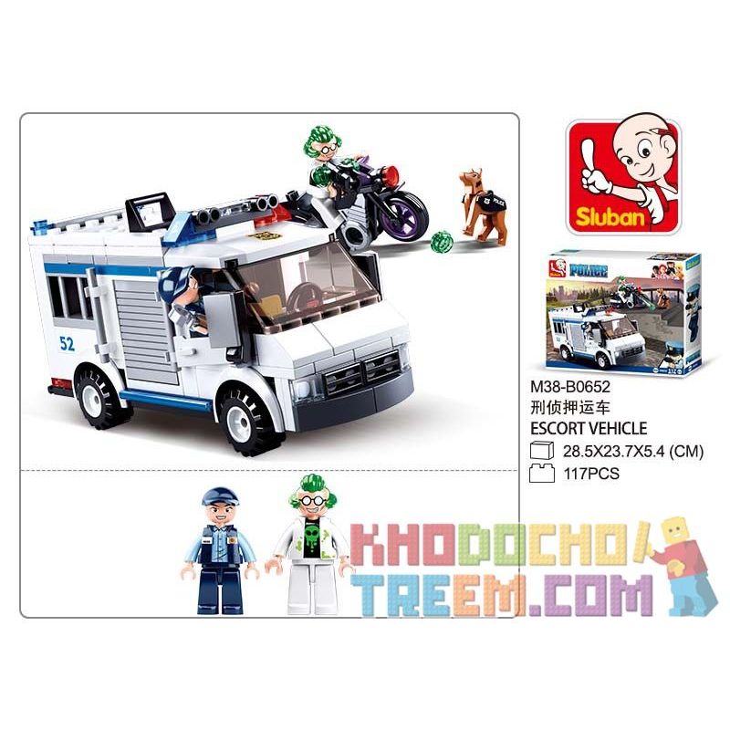 SLUBAN M38-B0652 B0652 0652 M38B0652 38-B0652 non  XE HỘ TỐNG ĐIỀU TRA HÌNH SỰ bộ đồ chơi xếp lắp ráp ghép mô hình Police POLICE ESCORT VEHICLE Cảnh Sát 117 khối