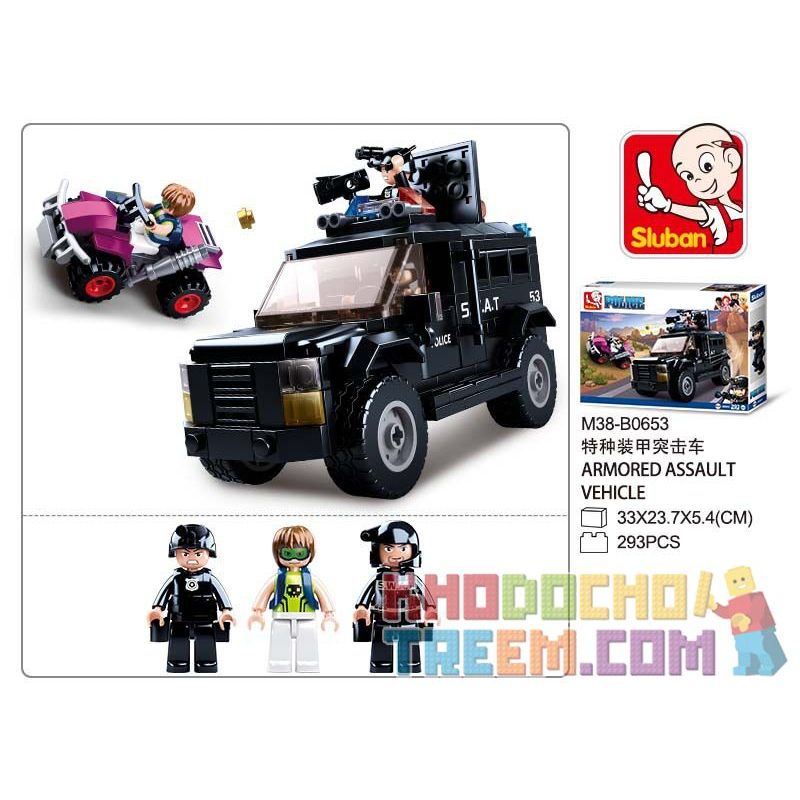 SLUBAN M38-B0653 B0653 0653 M38B0653 38-B0653 non  XE TẤN CÔNG BỌC THÉP ĐẶC BIỆT bộ đồ chơi xếp lắp ráp ghép mô hình Police ARMORED ASSAULT VEHICLE Cảnh Sát 293 khối