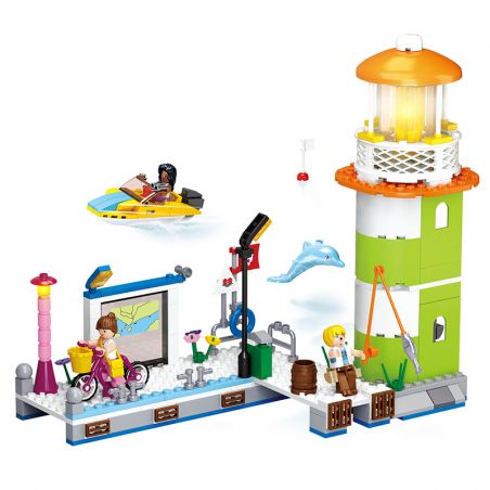 SLUBAN M38-B0607 B0607 0607 M38B0607 38-B0607 non  NGỌN HẢI ĐĂNG CẦU TÀU VỊNH DOLPHIN bộ đồ chơi xếp lắp ráp ghép mô hình Girl's Dream LIGHTHOUSE PIER Giấc Mơ Con Gái 277 khối